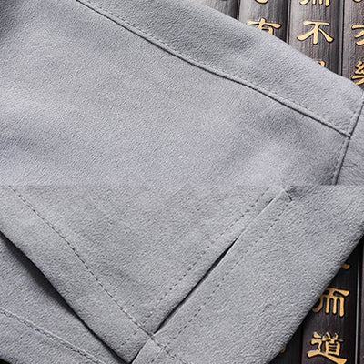 Buddha Stones Fu Character Tang Suit Hanfu Traditional Uniform Short Sleeve Top Pants Clothing Men's Set - image 15