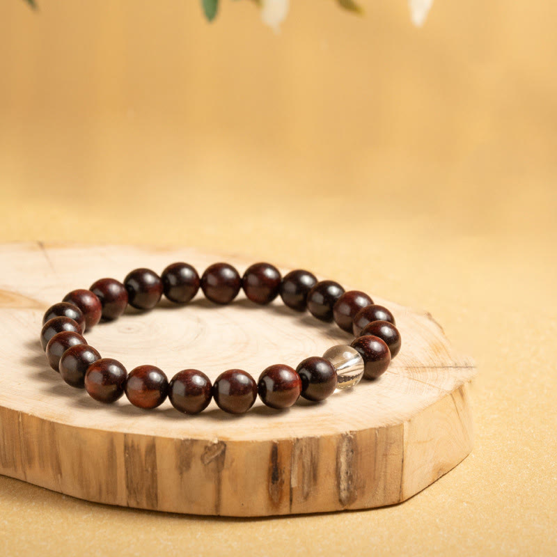 Foviel Small Leaf Red Sandalwood White Crystal Protection Bracelet