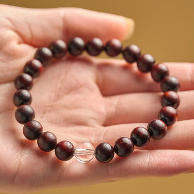 Foviel Kleine Blatt Rot Sandelholz weißer Kristall Schutz Armband