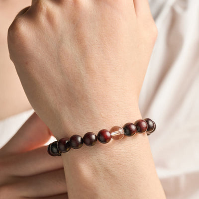 Foviel Kleine Blatt Rot Sandelholz weißer Kristall Schutz Armband