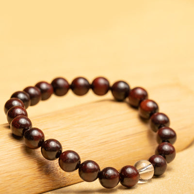 Foviel Kleine Blatt Rot Sandelholz weißer Kristall Schutz Armband