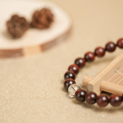 Foviel Kleine Blatt Rot Sandelholz weißer Kristall Schutz Armband