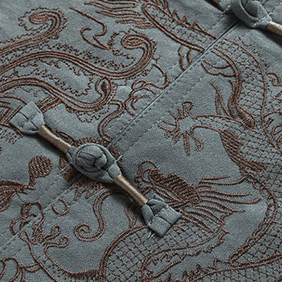 Ensemble pour homme Foviel, style dragon Fu, tenue Tang traditionnelle avec chemise à manches courtes et pantalon large