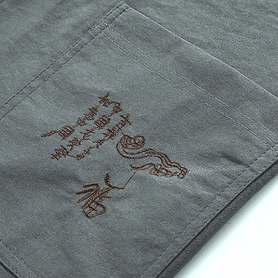 Ensemble pour homme Foviel, style dragon Fu, tenue Tang traditionnelle avec chemise à manches courtes et pantalon large