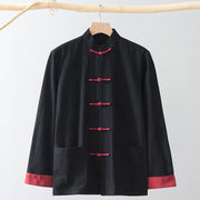 Foviel Frog-Button Chinese Tang Suit Shirt Cotton Linen Men Jacket Clothing