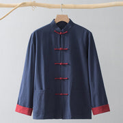 Foviel Frog-Button Chinese Tang Suit Shirt Cotton Linen Men Jacket Clothing