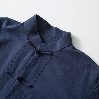 Foviel Frog-Button Chinese Tang Suit Shirt Cotton Linen Men Jacket Clothing