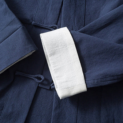 Foviel Frog-Button Chinese Tang Suit Shirt Cotton Linen Men Jacket Clothing