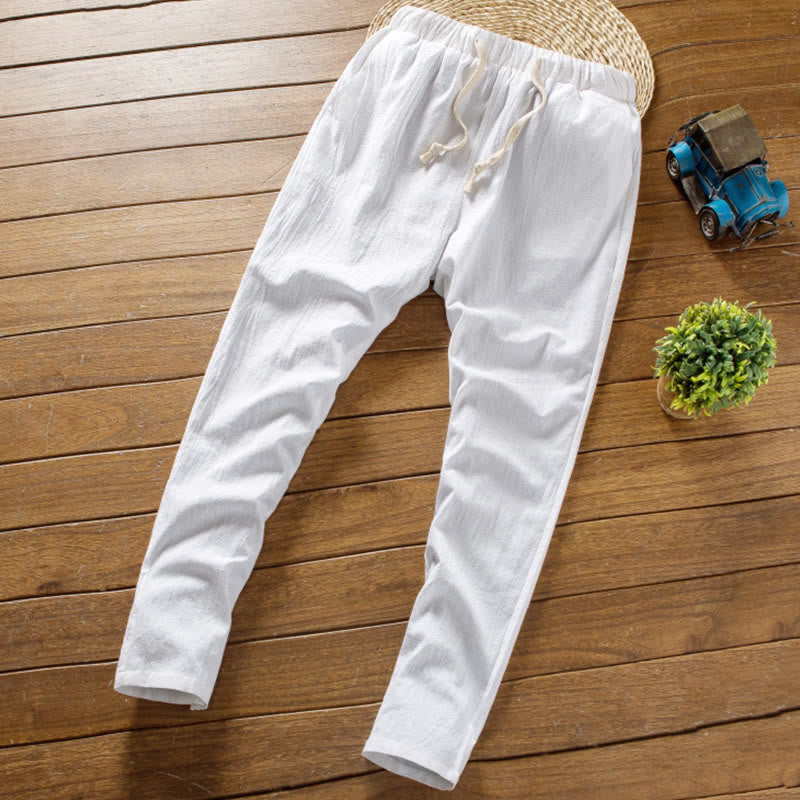 Buddha Stones 2Pcs Solid Color Cotton Button Short Sleeve T-shirt Pants Men's Set - image 7