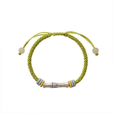 Foviel 999 Sterling Silver Red String Bamboo Enlightenment Bracelet