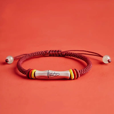Foviel 999 Sterling Silver Red String Bamboo Enlightenment Bracelet