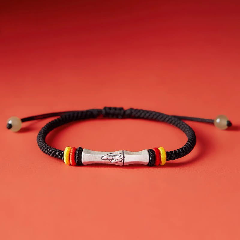 Foviel 999 Sterling Silver Red String Bamboo Enlightenment Bracelet