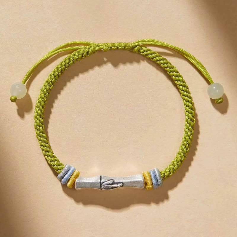 Foviel 999 Sterling Silver Red String Bamboo Enlightenment Bracelet