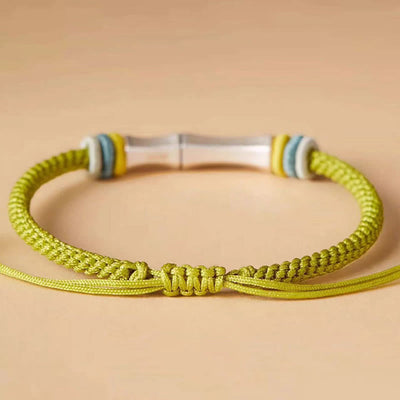 Foviel 999 Sterling Silver Red String Bamboo Enlightenment Bracelet