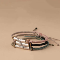 Foviel 925 Sterling Silber Bambus Schutz Geflochten Armband