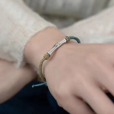 Foviel 925 Sterling Silber Bambus Schutz Geflochten Armband