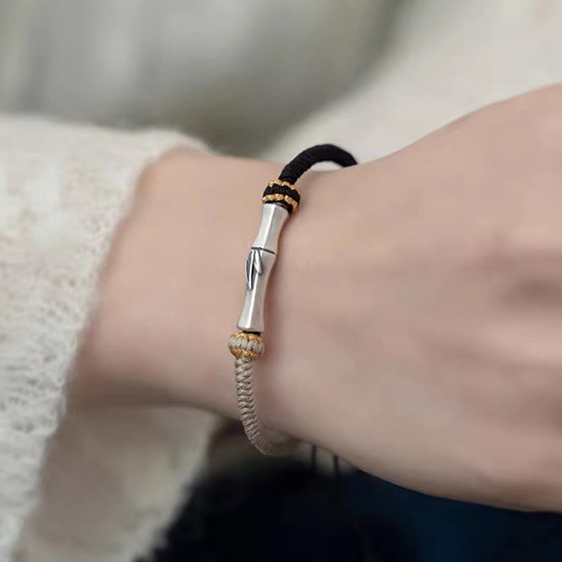 Foviel 925 Sterling Silber Bambus Schutz Geflochten Armband