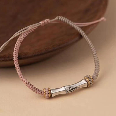 Foviel 925 Sterling Silber Bambus Schutz Geflochten Armband