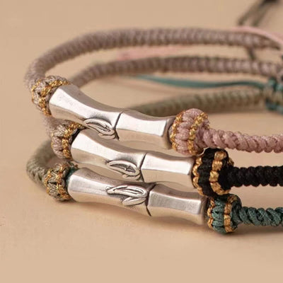 Foviel 925 Sterling Silber Bambus Schutz Geflochten Armband