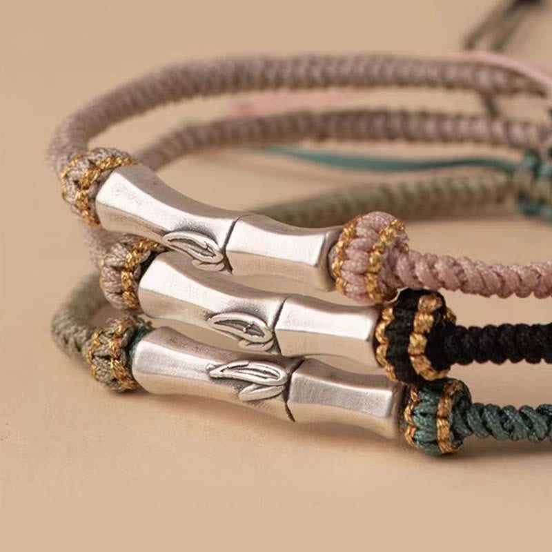 Foviel 925 Sterling Silber Bambus Schutz Geflochten Armband