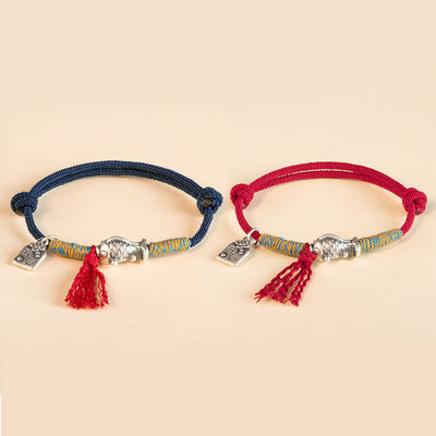 Bracelet de protection Foviel en argent sterling 999 avec cordon rouge et motif de poisson koï porte-bonheur