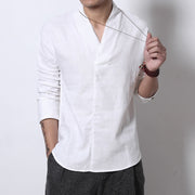 Foviel Casual V-Neck Long Sleeve Shirt Men Clothing