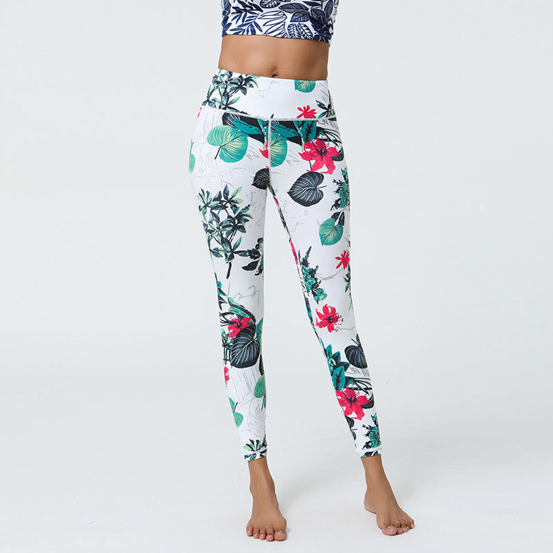 Buddha Stones Flowers Leaves Dandelions Pineapples Print Sports Fitness High Waist Leggings Women's Yoga Pants - image 8