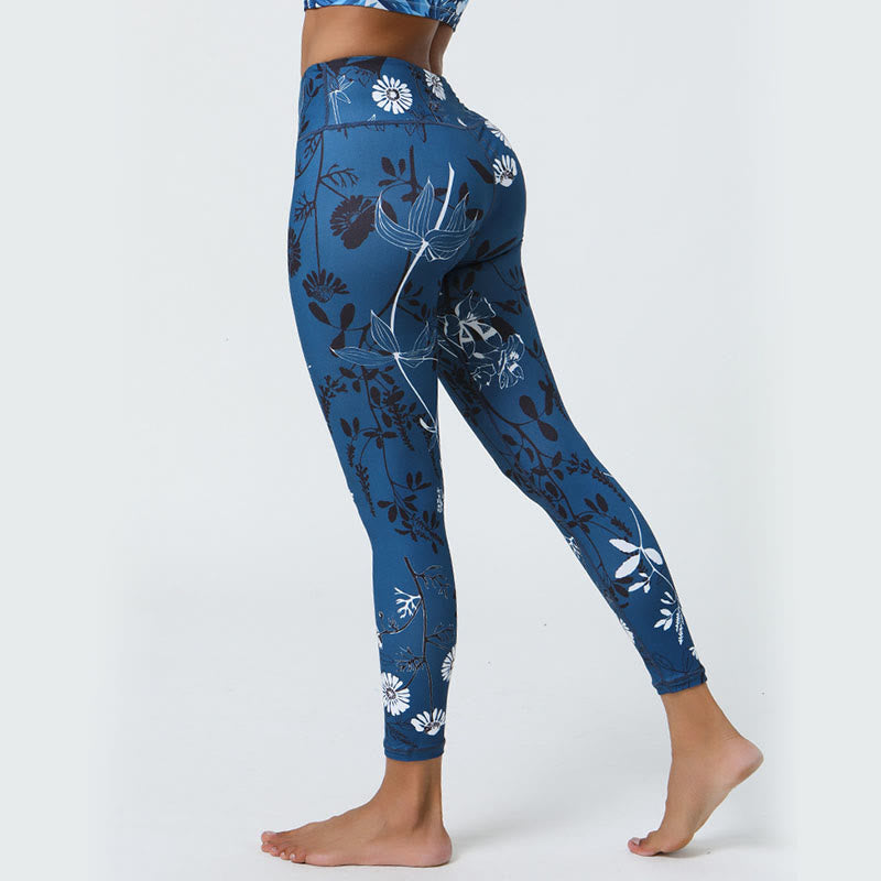 Buddha Stones Flowers Leaves Dandelions Pineapples Print Sports Fitness High Waist Leggings Women's Yoga Pants - image 15