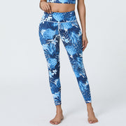 Foviel Flowers Leaves Dandelions Pineapples Print Sports Fitness High Waist Leggings Women's Yoga Pants