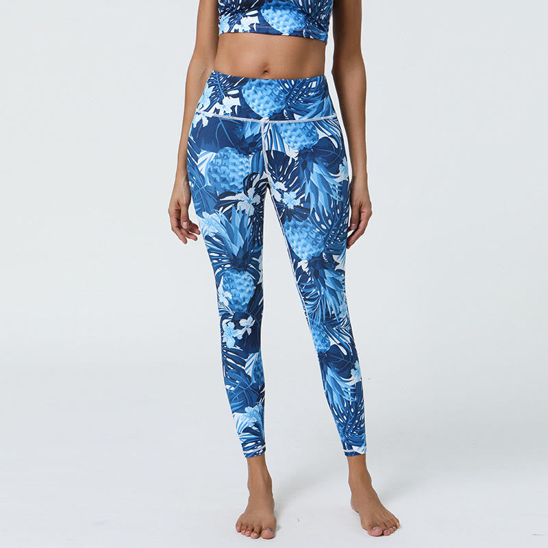 Buddha Stones Flowers Leaves Dandelions Pineapples Print Sports Fitness High Waist Leggings Women's Yoga Pants - image 20