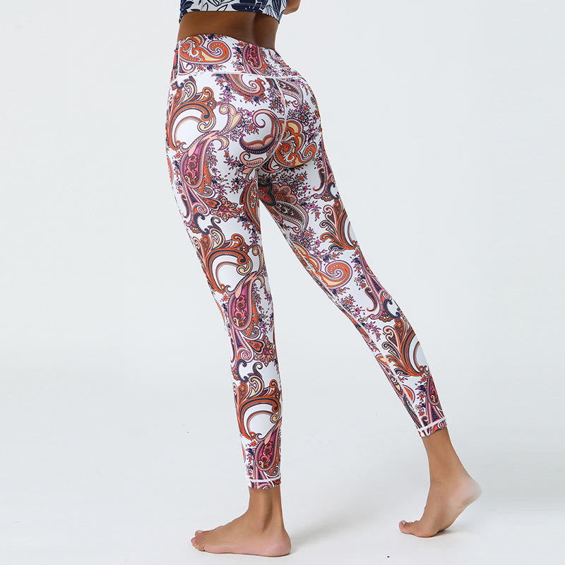 Buddha Stones Flowers Feathers Sun Moon Print Sports Fitness Yoga High Waist Leggings Women's Pants - image 19