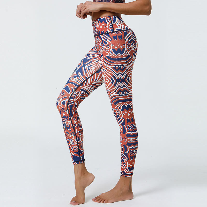 Buddha Stones Flowers Feathers Sun Moon Print Sports Fitness Yoga High Waist Leggings Women's Pants - image 28