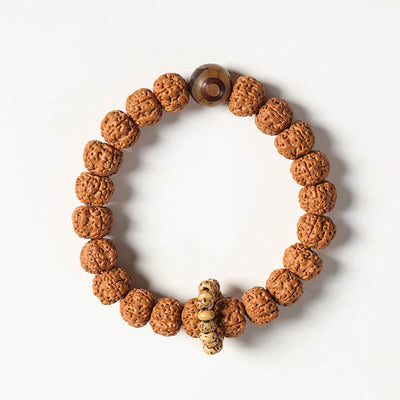 Bracelet porte-bonheur Foviel avec perle Dzi à trois yeux en graine de Bodhi et main de Bouddha pour la richesse
