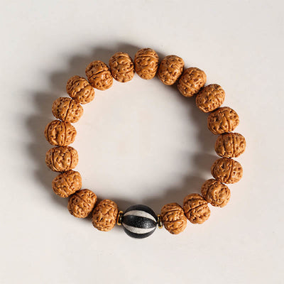 Bracelet porte-bonheur Foviel avec perle Dzi à trois yeux en graine de Bodhi et main de Bouddha pour la richesse