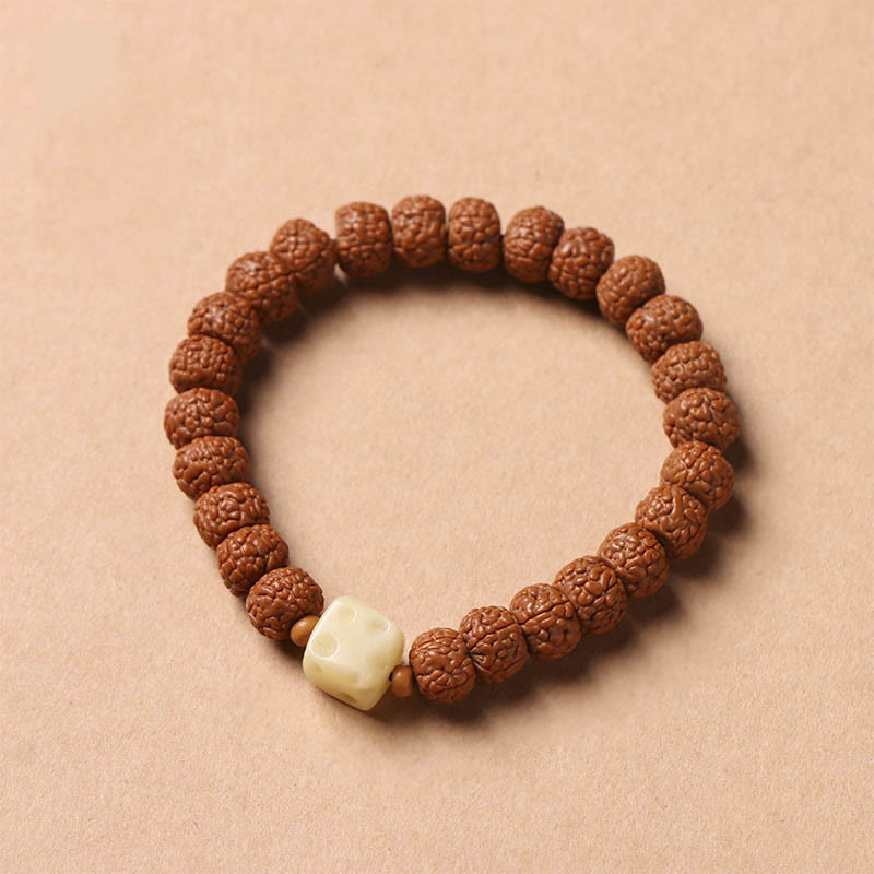 Bracelet porte-bonheur Foviel avec perle Dzi à trois yeux en graine de Bodhi et main de Bouddha pour la richesse