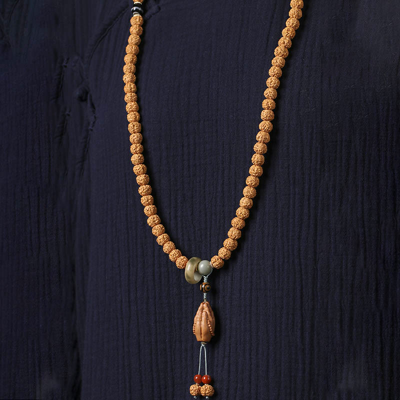 Bracelet porte-bonheur Foviel avec perle Dzi à trois yeux en graine de Bodhi et main de Bouddha pour la richesse