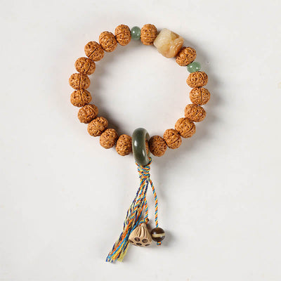 Bracelet porte-bonheur Foviel avec perle Dzi à trois yeux en graine de Bodhi et main de Bouddha pour la richesse