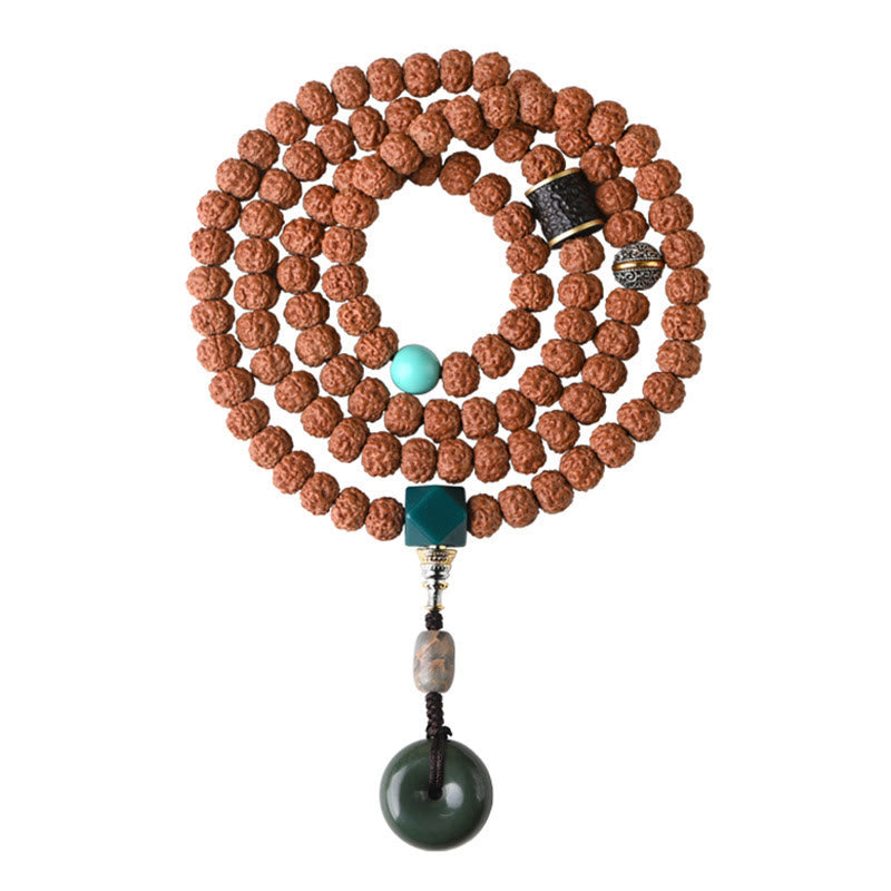 Bracelet porte-bonheur Foviel avec perle Dzi à trois yeux en graine de Bodhi et main de Bouddha pour la richesse