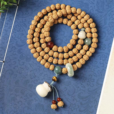 Bracelet porte-bonheur Foviel avec perle Dzi à trois yeux en graine de Bodhi et main de Bouddha pour la richesse