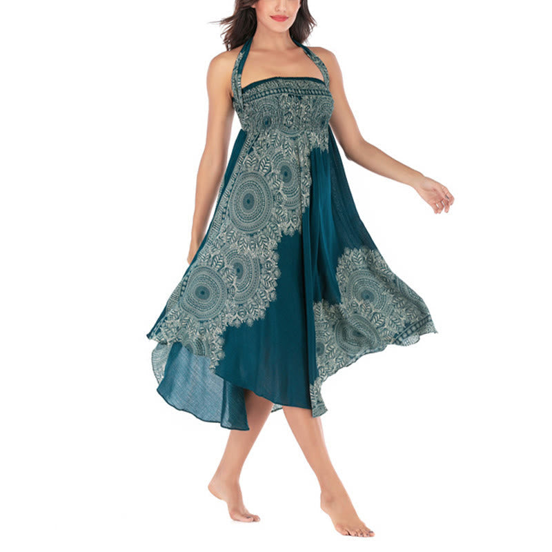 Buddha Stones Two Style Wear Boho Mandala Flower Beach Skirt Dress - image 3