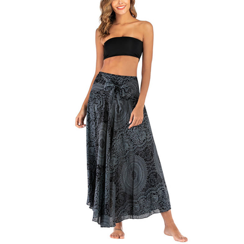 Buddha Stones Two Style Wear Boho Compass Rose Flower Skirt Dress - image 45