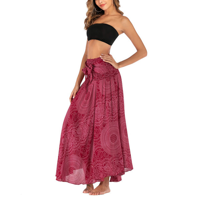 Buddha Stones Two Style Wear Boho Compass Rose Flower Skirt Dress - image 26