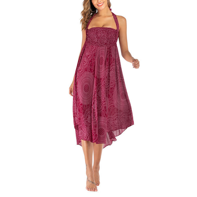 Buddha Stones Two Style Wear Boho Compass Rose Flower Skirt Dress - image 28