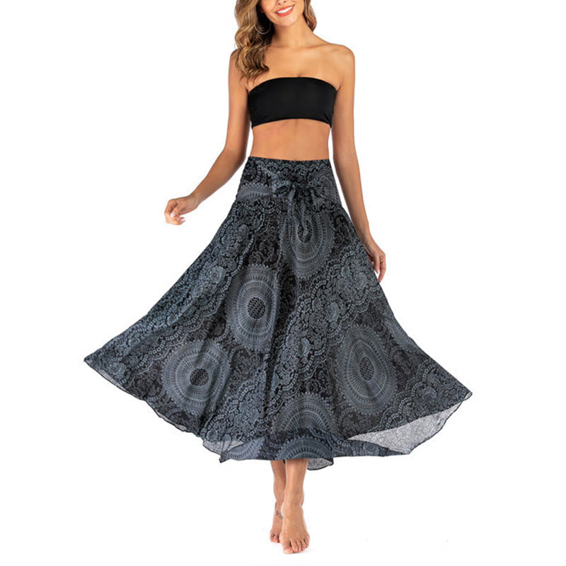 Buddha Stones Two Style Wear Boho Compass Rose Flower Skirt Dress - image 43