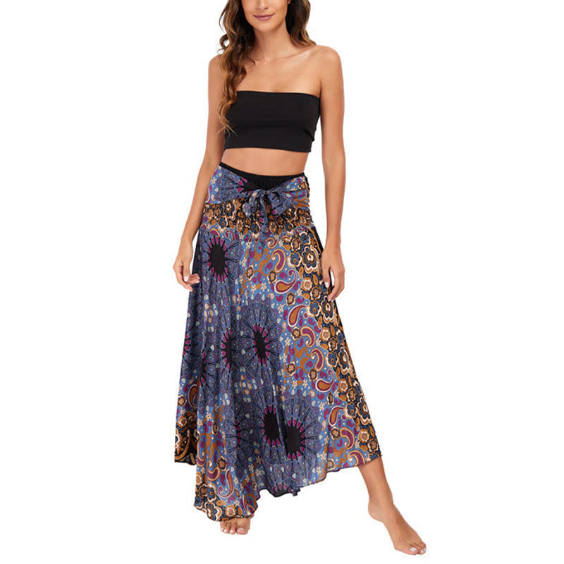 Robe style bohème Foviel deux façons de porter motif fleur mandala goutte d'eau à lacets