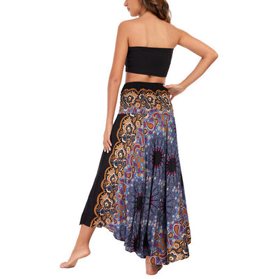 Robe style bohème Foviel deux façons de porter motif fleur mandala goutte d'eau à lacets