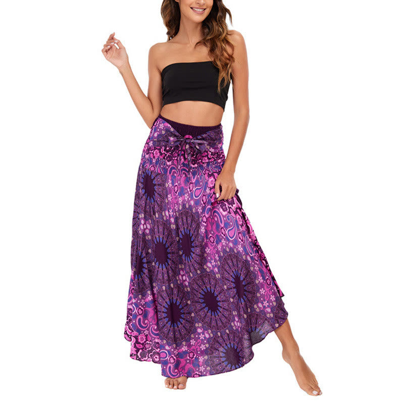 Robe style bohème Foviel deux façons de porter motif fleur mandala goutte d'eau à lacets