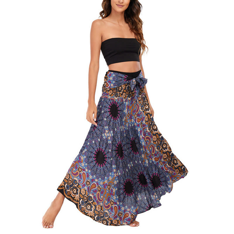 Robe style bohème Foviel deux façons de porter motif fleur mandala goutte d'eau à lacets