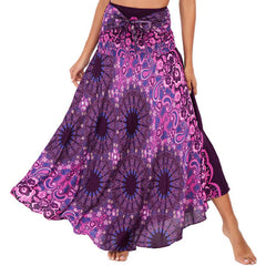 Robe style bohème Foviel deux façons de porter motif fleur mandala goutte d'eau à lacets