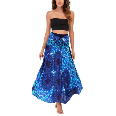 Robe style bohème Foviel deux façons de porter motif fleur mandala goutte d'eau à lacets